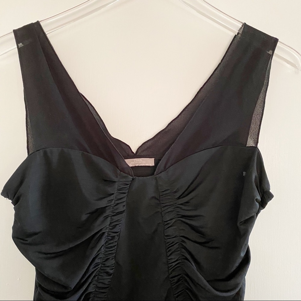 Zara W&B Collection Black Ruched Top - Picture 2 of 3